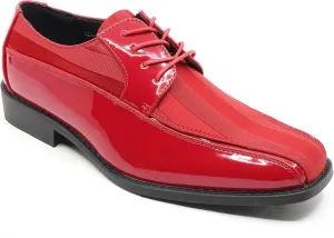 Men's Oxford Lace up Striped Satin Patent Tuxedo Dress Shoes MC-179