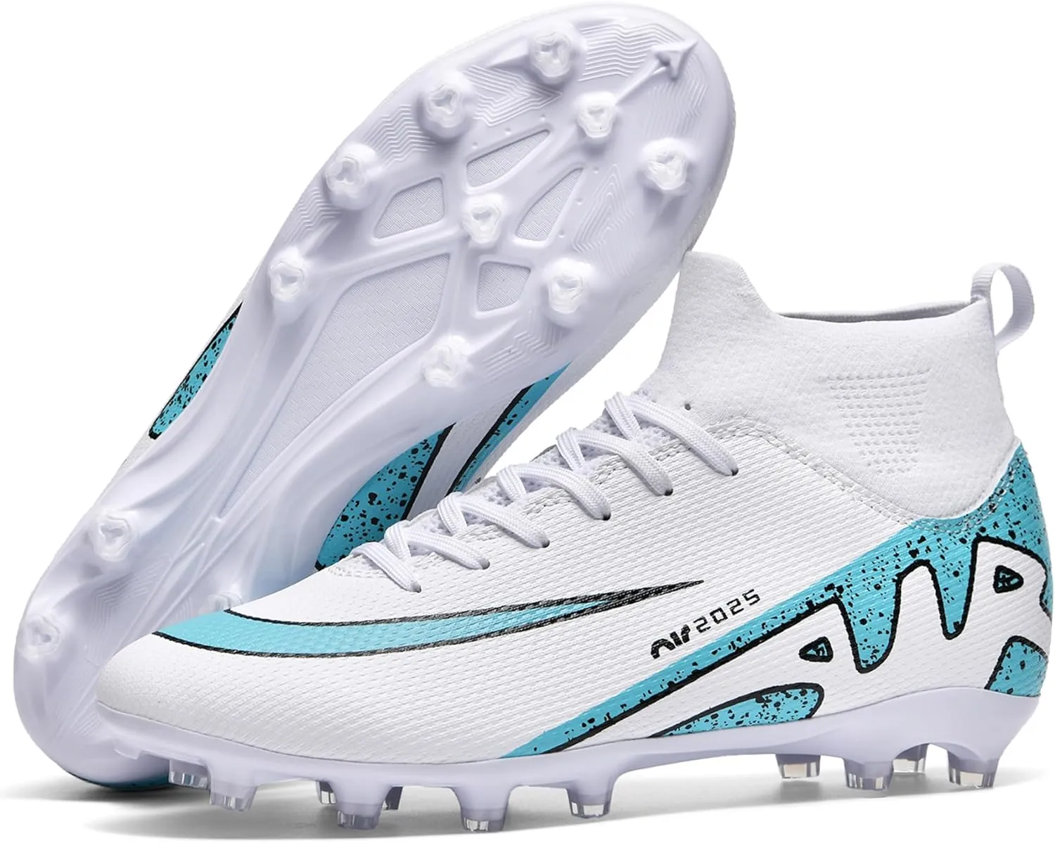 Men's Soccer Shoes Football Cleats High-Tops Lace-Up Non-Slip Spikes Indoor Outdoor Sports Athletic Baseball Lacrosse Sneaker