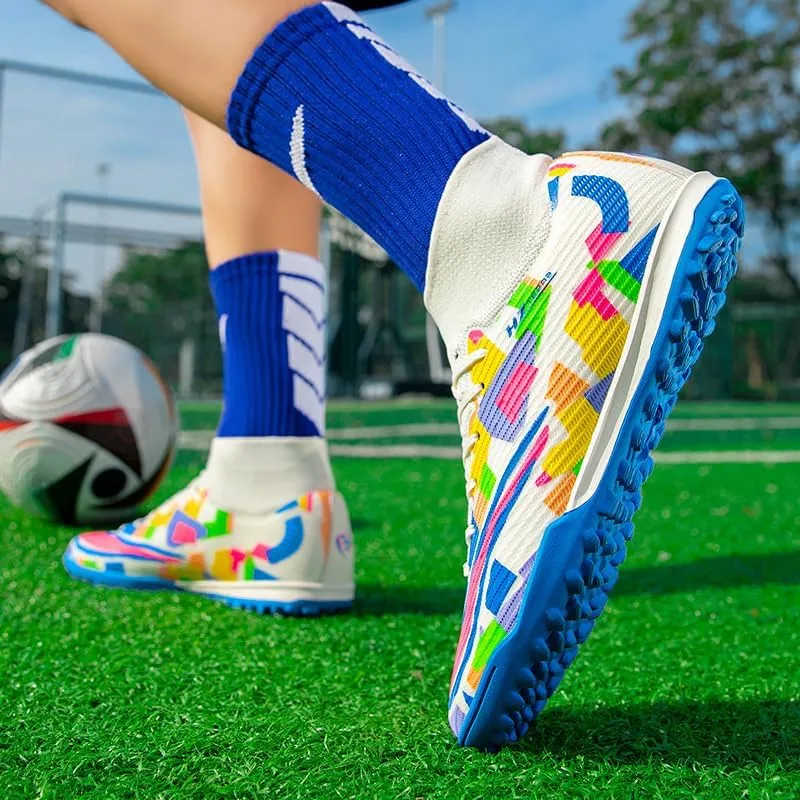 Men's Soccer Shoes Football Cleats High-Tops Lace-Up Non-Slip Spikes Outdoor AG/FG Baseball Lacrosse Rugby Combat Boots Shoes Size 4.5-11