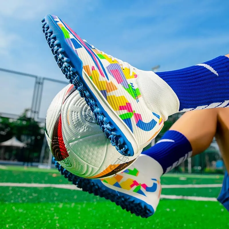 Men's Soccer Shoes Football Cleats High-Tops Lace-Up Non-Slip Spikes Outdoor AG/FG Baseball Lacrosse Rugby Combat Boots Shoes Size 4.5-11