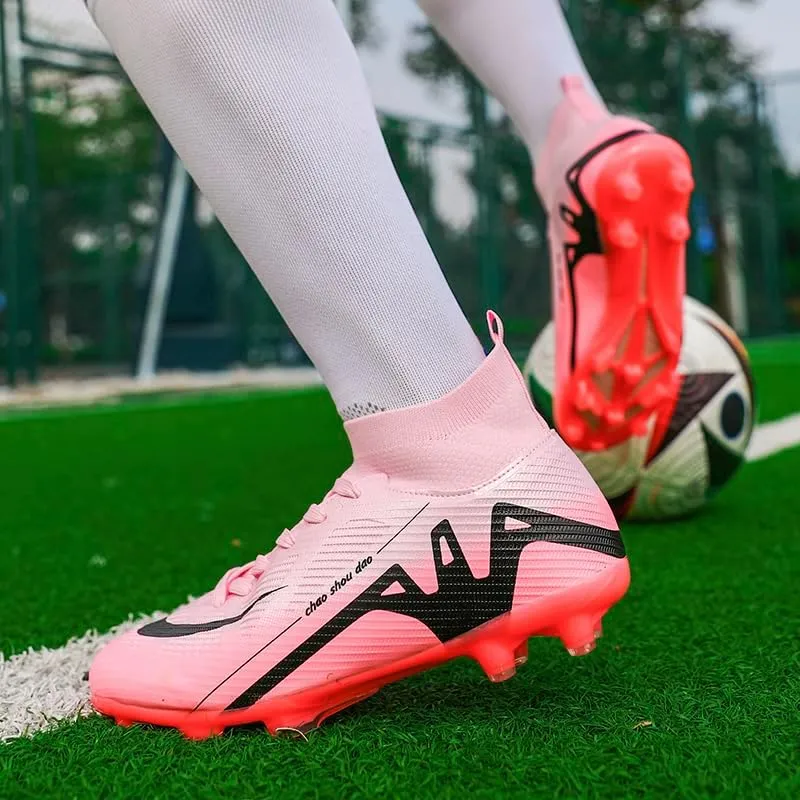 Men's Soccer Shoes High-Top Soccer Cleats Outdoor Breathable Athletic Professional Spikes Youth Boys Football Shoes Unisex Shoes Size 4.5-11