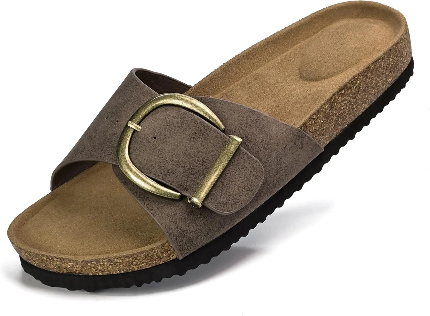 Merking Women's Cork Footbed Sandal Adjustable Buckle Beach Casual Open Toe Slides