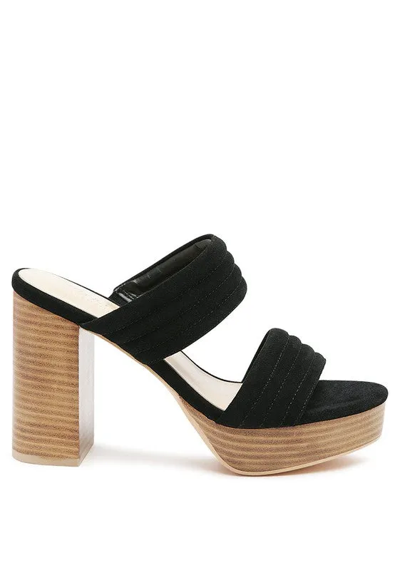 MILLE Suede Slip-On Block Heeled Sandal