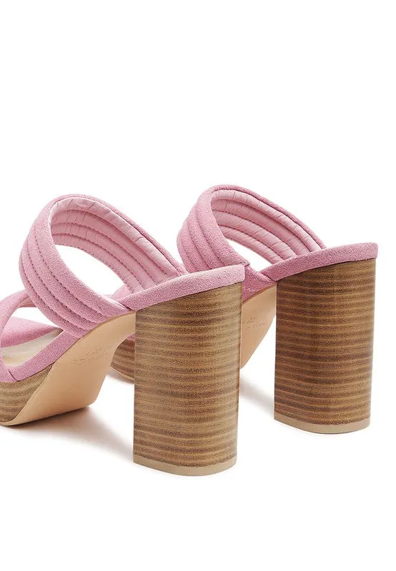 MILLE Suede Slip-On Block Heeled Sandal