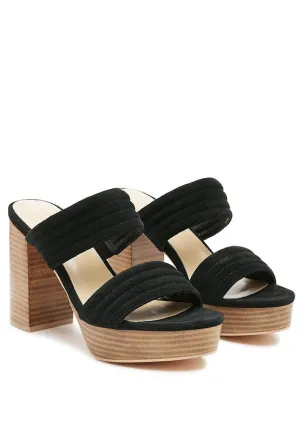 MILLE Suede Slip-On Block Heeled Sandal