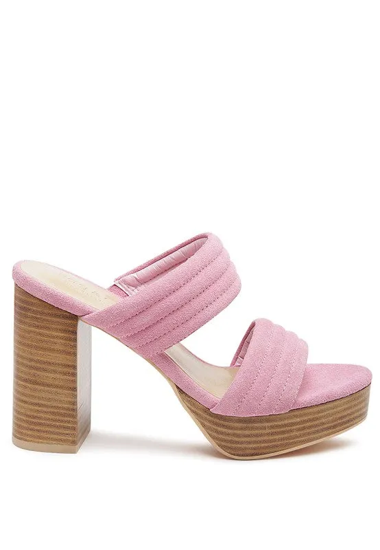 MILLE Suede Slip-On Block Heeled Sandal