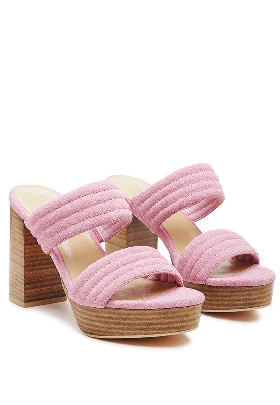 MILLE Suede Slip-On Block Heeled Sandal