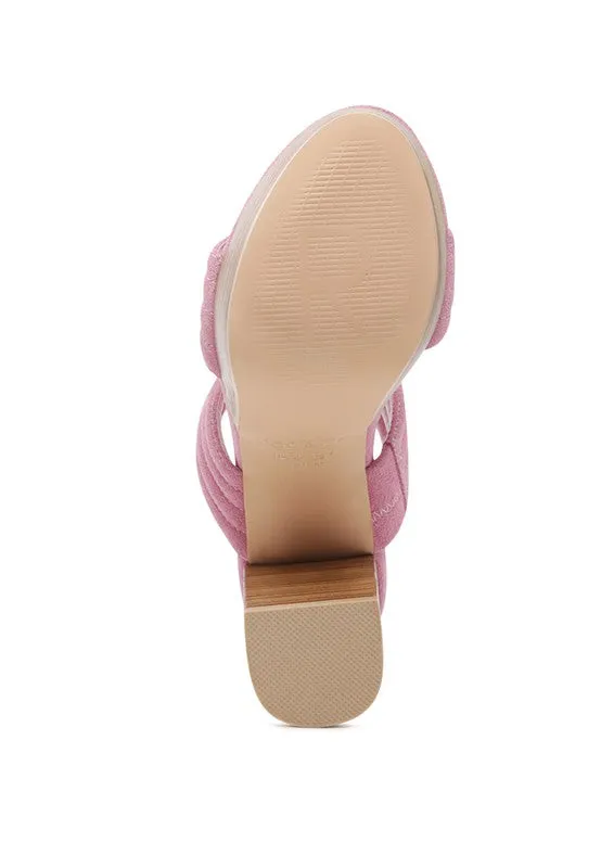 MILLE Suede Slip-On Block Heeled Sandal