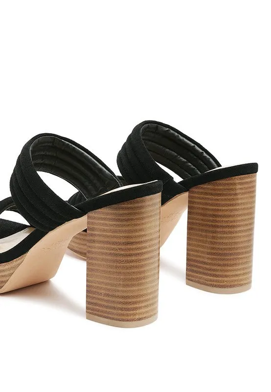 MILLE Suede Slip-On Block Heeled Sandal