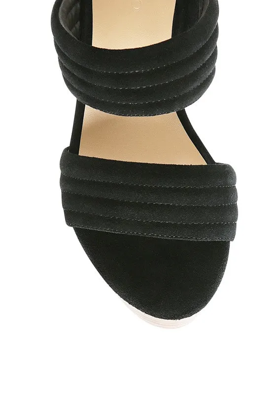 MILLE Suede Slip-On Block Heeled Sandal