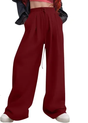 Miyaomn Wide Leg Sweatpants for Women 2024 Trendy High Waist Drawstring Baggy Lounge Pants Y2K Fashion Streetwear with Pocket