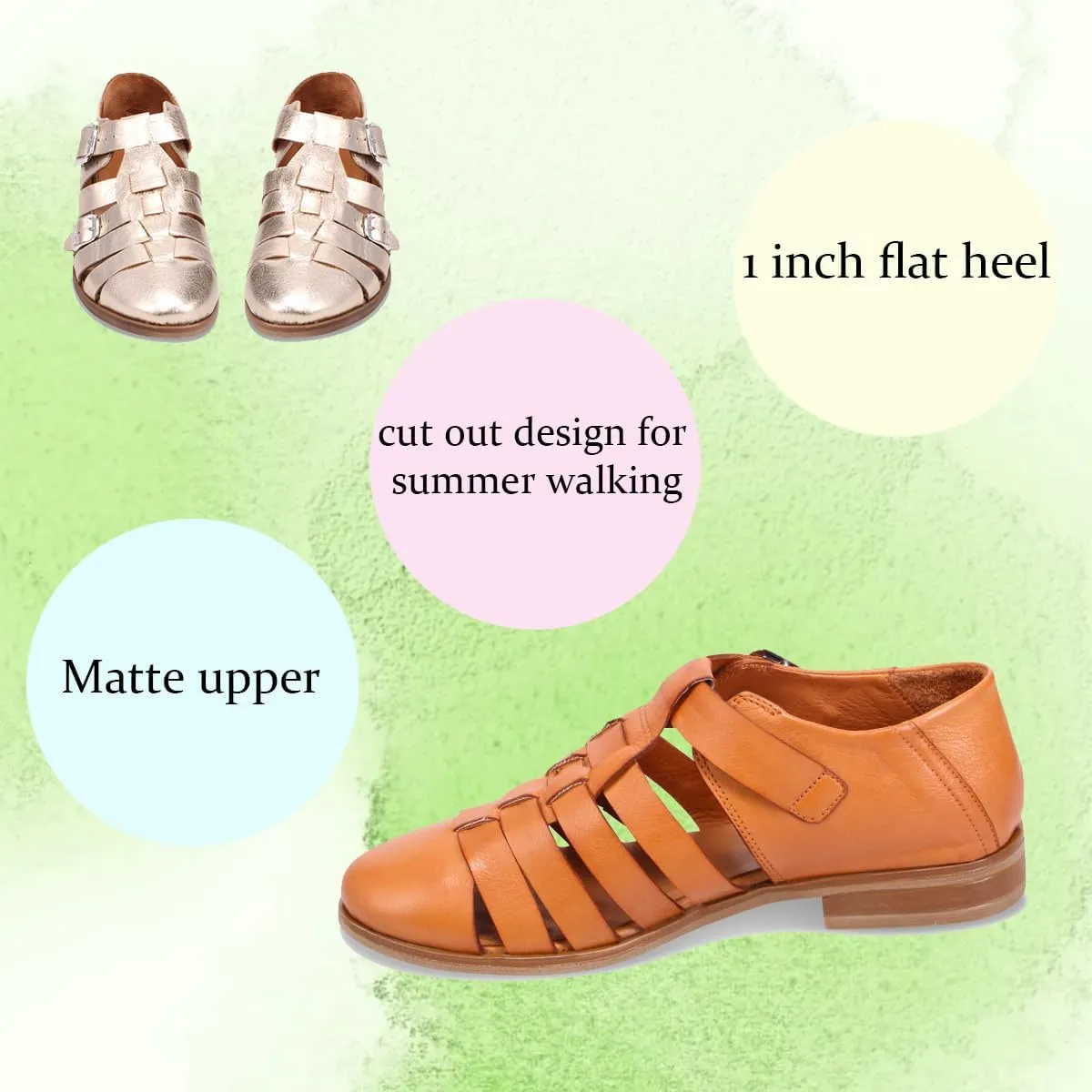 MOOMMO Summer Casual Round Toe Loafers Flats Cut Out Buckle Strap Loafer Shoes Walking Drive 1 inch Flat Heel Dress Sandals Closed Toe Comfortable Loafer Sandals Matte Retro 4-11 M US