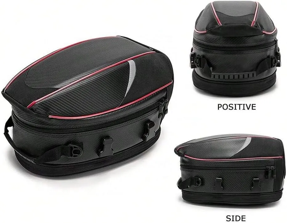 Motorcycle Tail Bag for Triumph Tiger 1200 2012-2024, Large Capacity Water-Resistant Wear-Resistant Motorcycle Helmet Bag, Expandable Rear Seat Storage Luggage Backpack,A Red Black