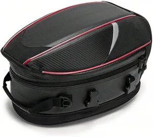 Motorcycle Tail Bag for Triumph Tiger 1200 2012-2024, Large Capacity Water-Resistant Wear-Resistant Motorcycle Helmet Bag, Expandable Rear Seat Storage Luggage Backpack,A Red Black