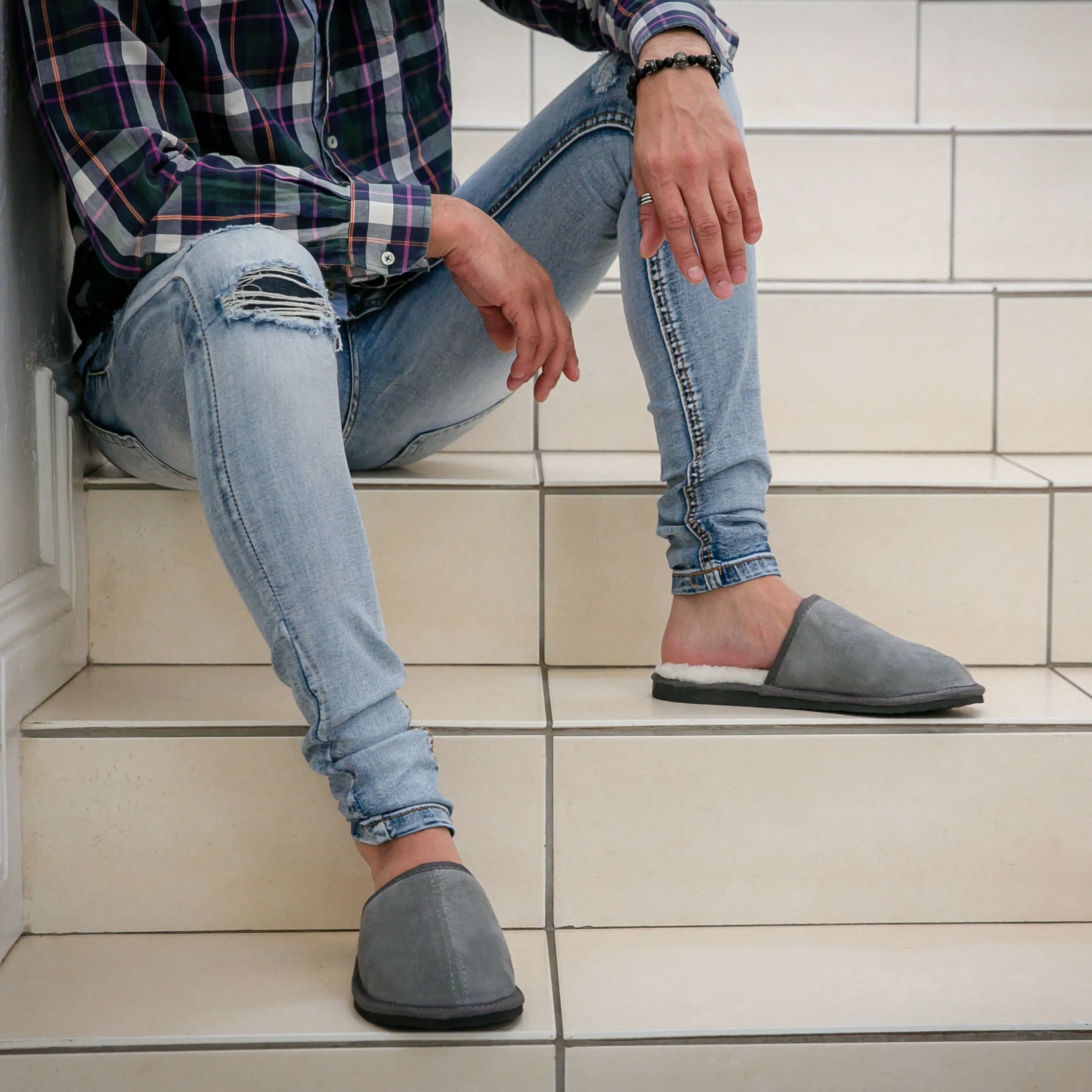 Mule | Charcoal | Suede | Binding Collar