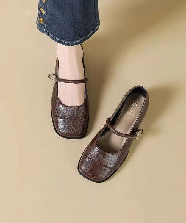 New Brown Faux Leather Loafer Shoes Splicing Buckle Strap YC018