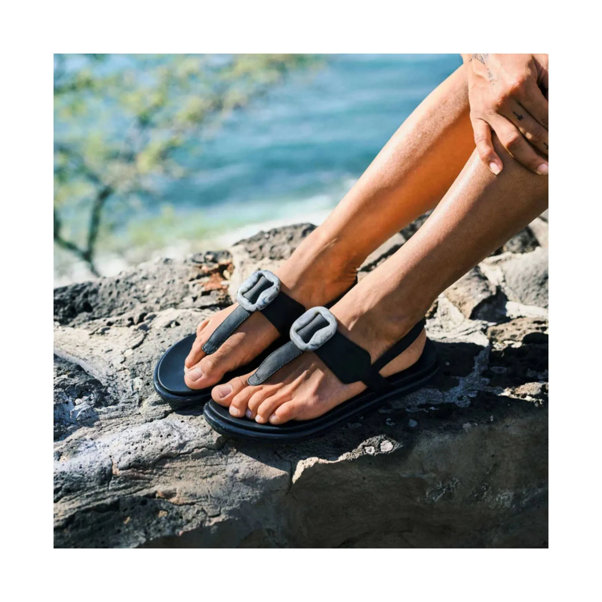 OluKai Women's La`i T-Bar Strappy Beach Sandals - Lava Rock