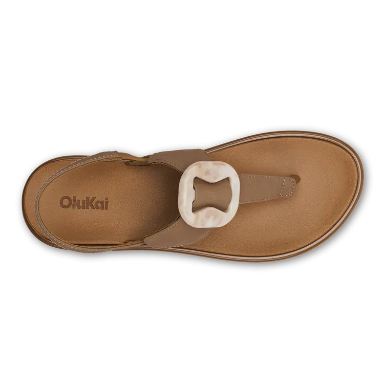 OluKai Women’s La‘i T–Bar Strappy Beach Sandal - Tan|Tan