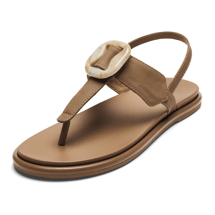 OluKai Women’s La‘i T–Bar Strappy Beach Sandal - Tan|Tan