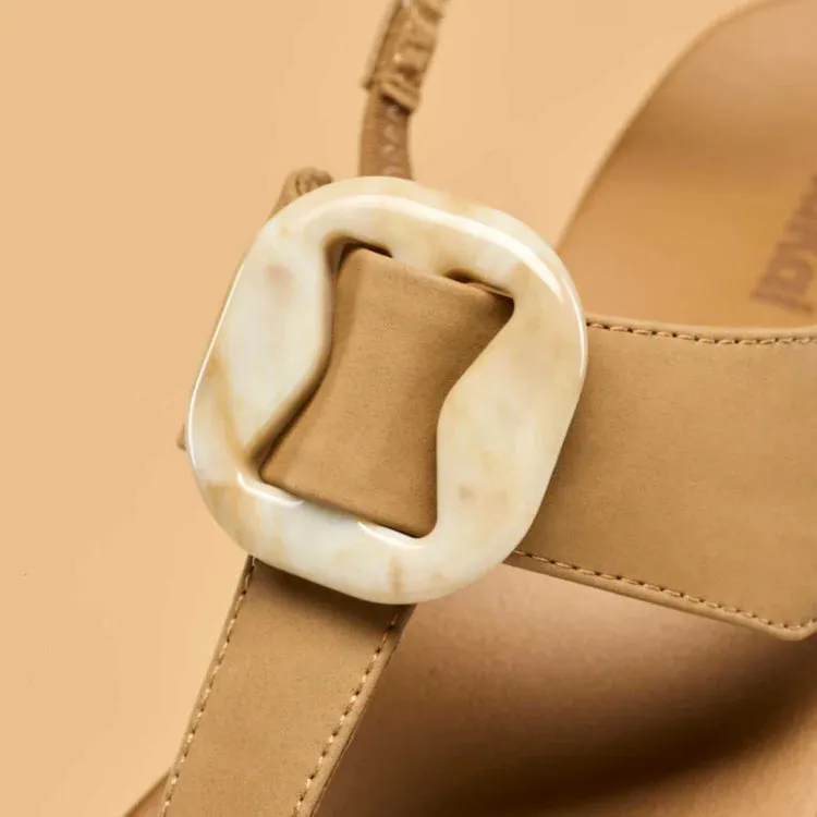 OluKai Women’s La‘i T–Bar Strappy Beach Sandal - Tan|Tan