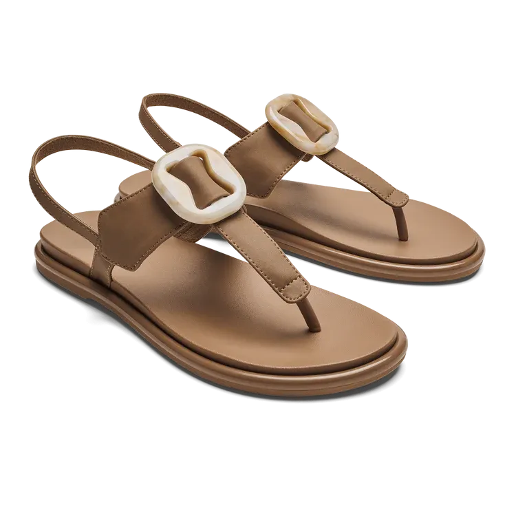 OluKai Women’s La‘i T–Bar Strappy Beach Sandal - Tan|Tan