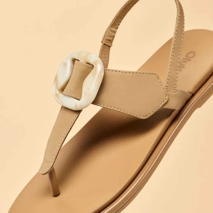 OluKai Women’s La‘i T–Bar Strappy Beach Sandal - Tan|Tan
