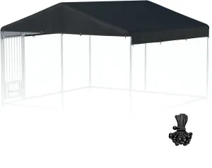 Outdoor Dog Kennel Cover 10'W x 10'L 420D Heavy Duty Waterproof UV Resistant Dog Kennel Replacement Cover - Black (Cover Included only)