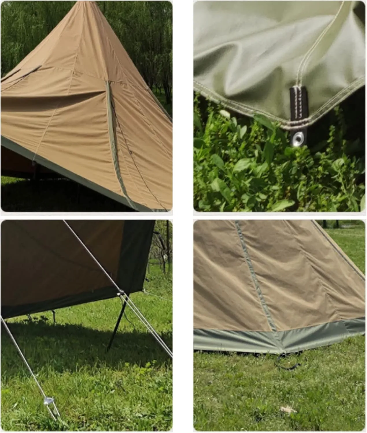 Outdoor Teepee Tent for 8 People, Waterproof 4 Seasons Family Pyramid Tent Camping Backpacking Hiking Mountaineering Easy Set Up - 600 * 600 * 350CM