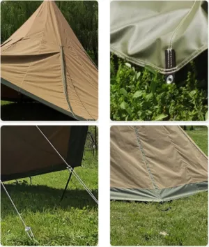 Outdoor Teepee Tent for 8 People, Waterproof 4 Seasons Family Pyramid Tent Camping Backpacking Hiking Mountaineering Easy Set Up - 600 * 600 * 350CM