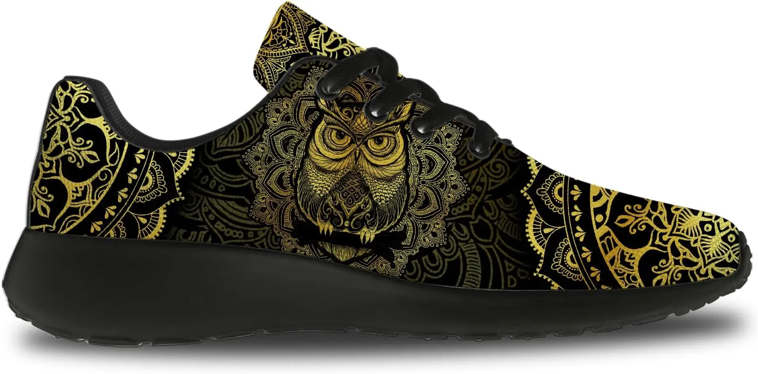 Owl Print Shoes for Men Women Breathable Lightweight Comfortable Running Tennis Walking Sneakers Gifts for Girls Boys