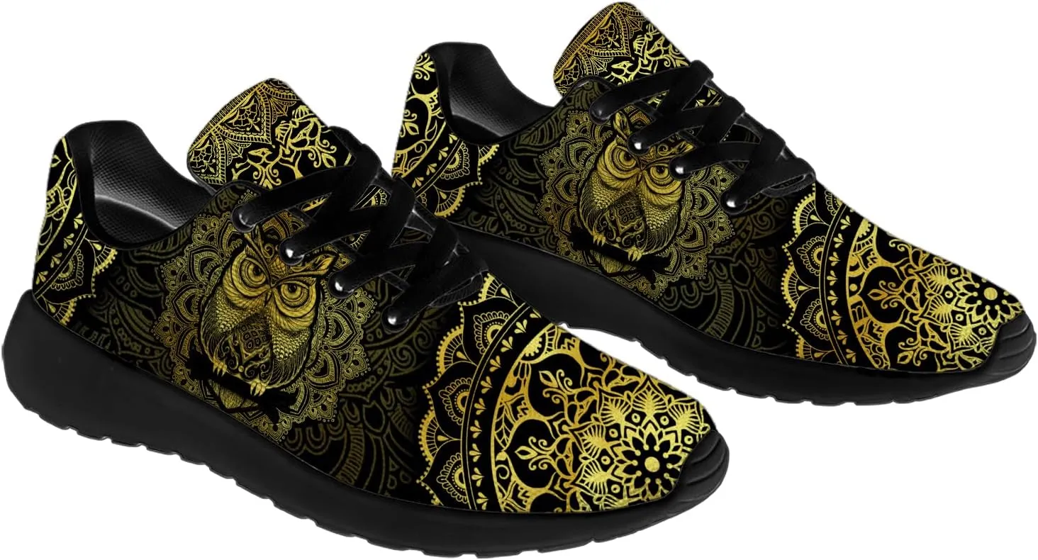 Owl Print Shoes for Men Women Breathable Lightweight Comfortable Running Tennis Walking Sneakers Gifts for Girls Boys