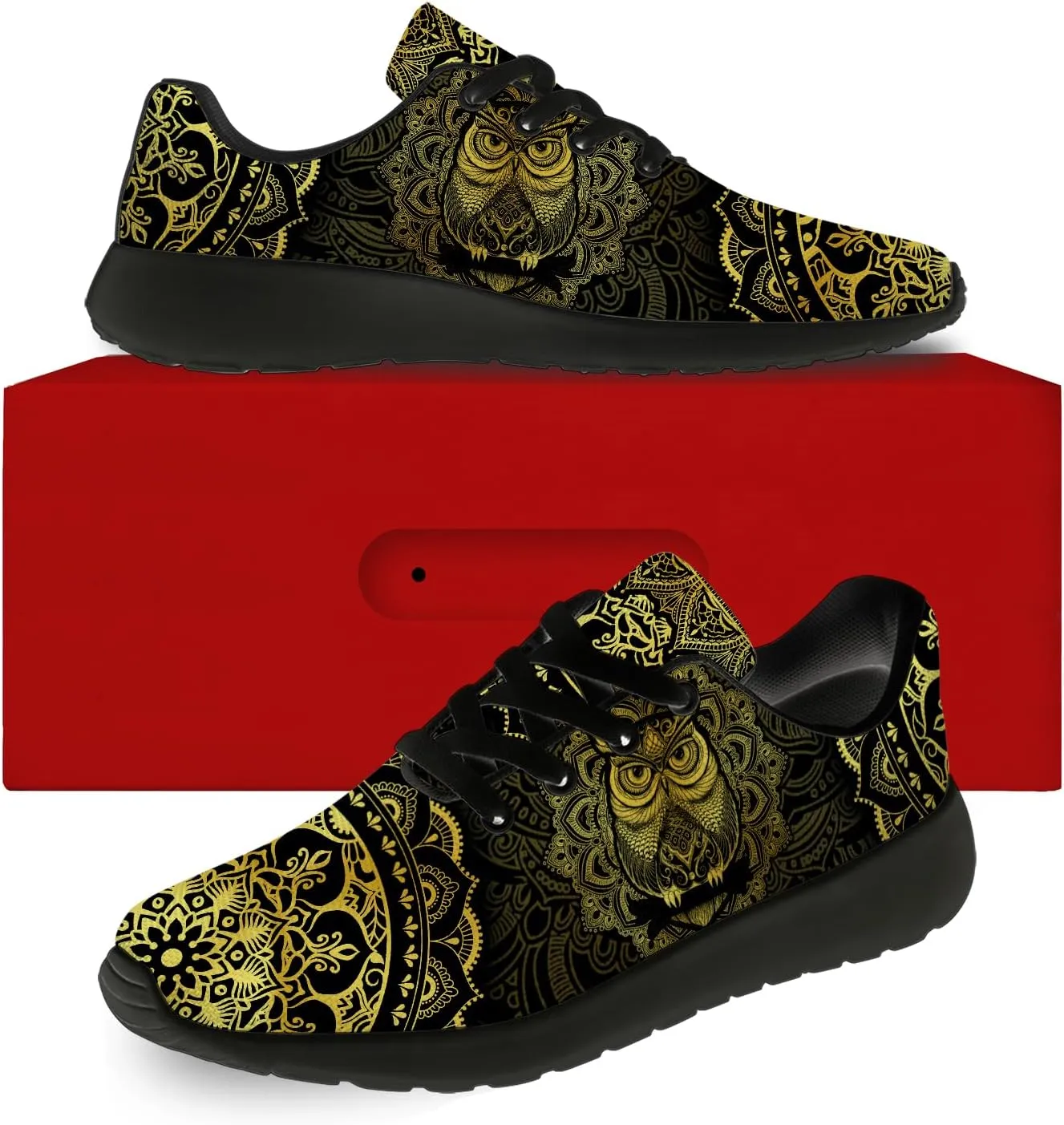 Owl Print Shoes for Men Women Breathable Lightweight Comfortable Running Tennis Walking Sneakers Gifts for Girls Boys