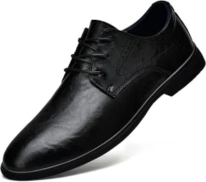 Oxford Dress Shoes for Men Lace Up Brogue Embossed Checkered PU Leather Non Slip Anti-Slip Block Heel Rubber Sole Slip Resistant Classica