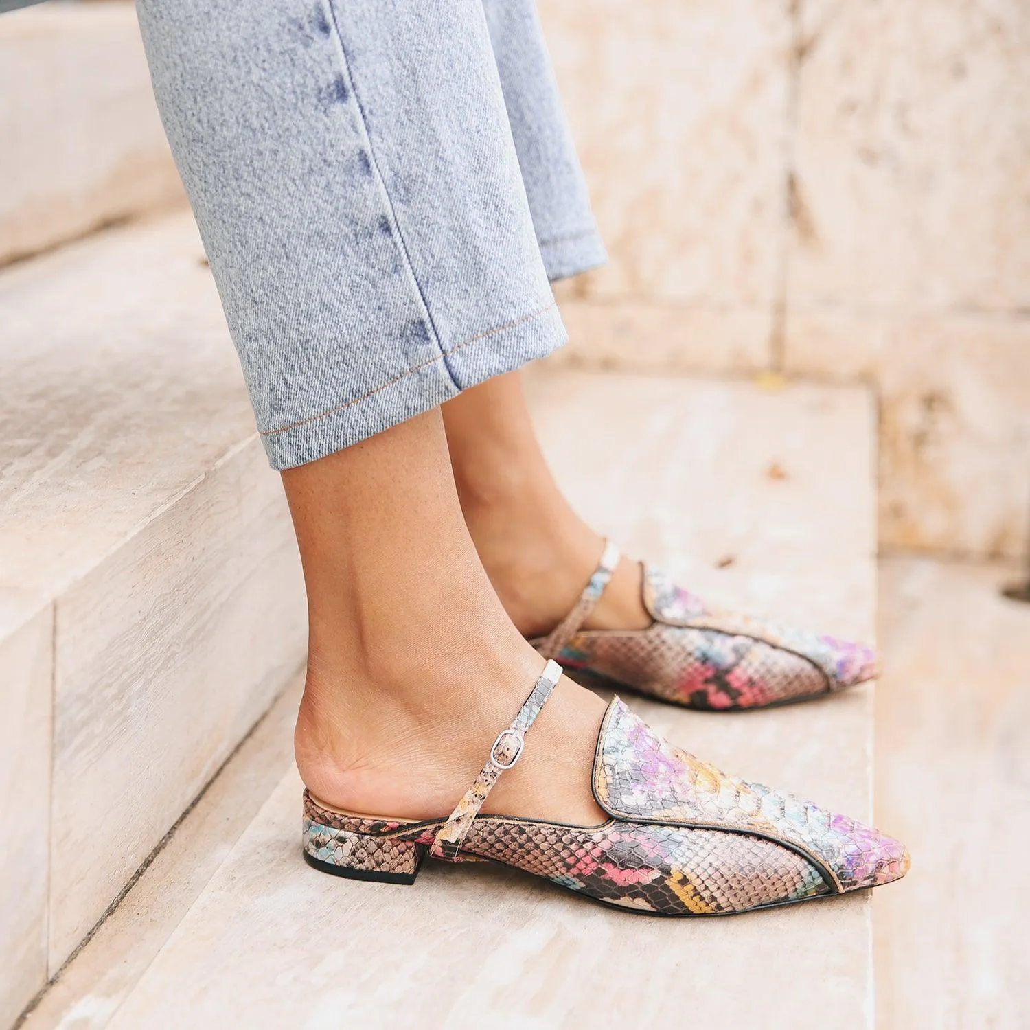 Painted Snake Pointed Loafer   Twiggy Strap
