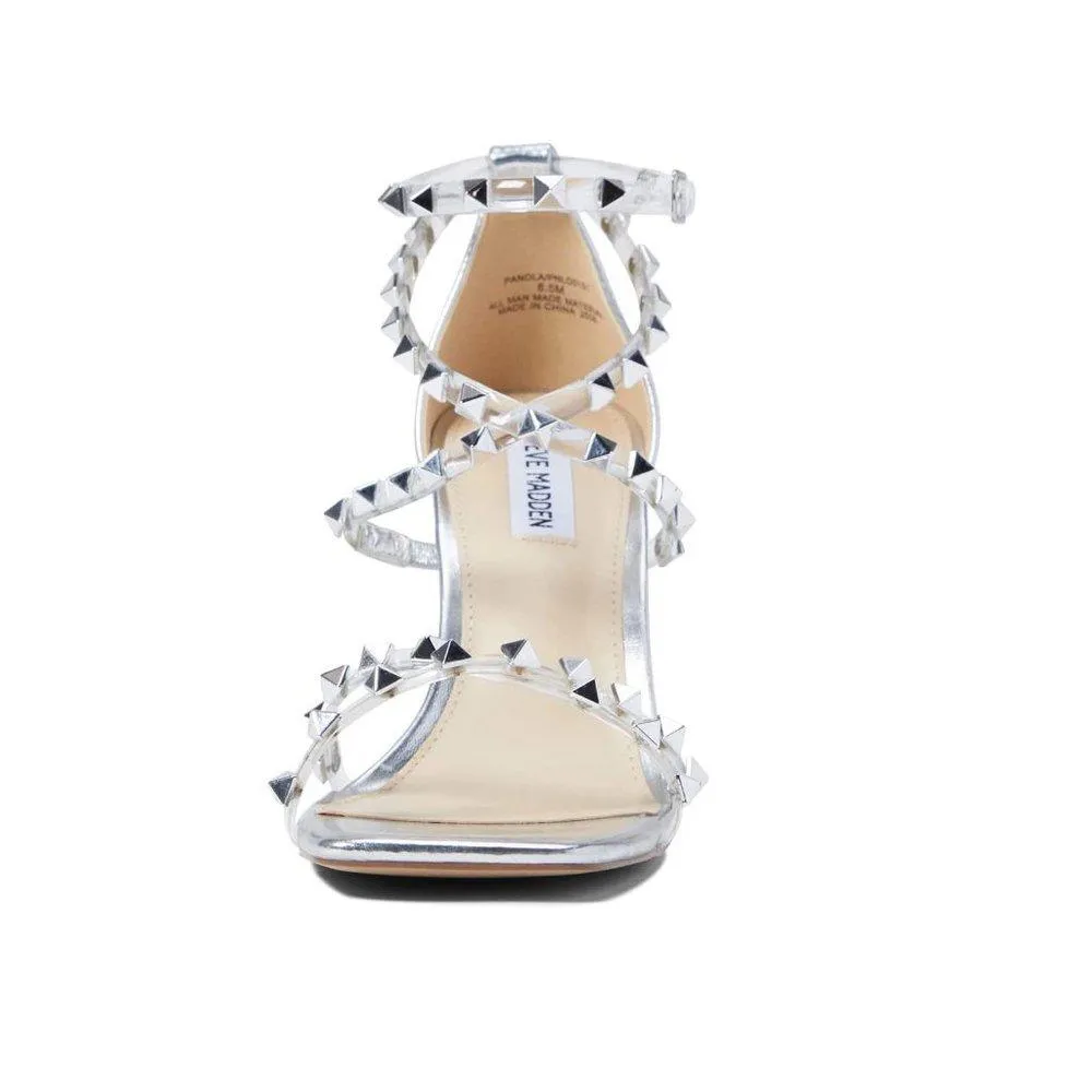 Panola Silver Studded Heeled Sandals