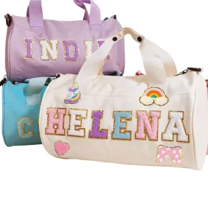 Personalized Dance Ballet Bag Girls Boy, Toddler Kids Cute Travel Duffel Bag, Sport Duffle Bag, Gym Bag, Cheerleader Bag, Weekender Overnight Bag Gift, Chenille Letter Name, Christmas Birthday Gift