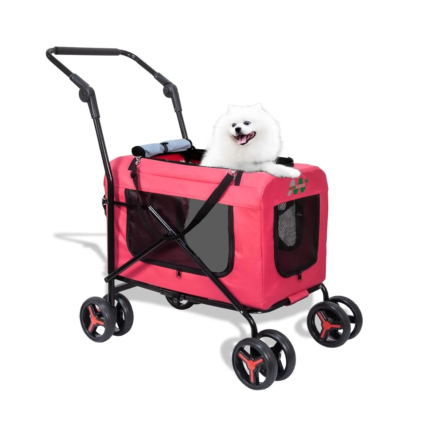 Pet Carrier with 4 Wheels, Detachble,Clean and Replace Pet Basket, Portable and Foldable Pet Travel Stroller for Small/Medium Dogs and Cats up to 66lbs, 4 in 1 Multifunctional (Pink Blue)