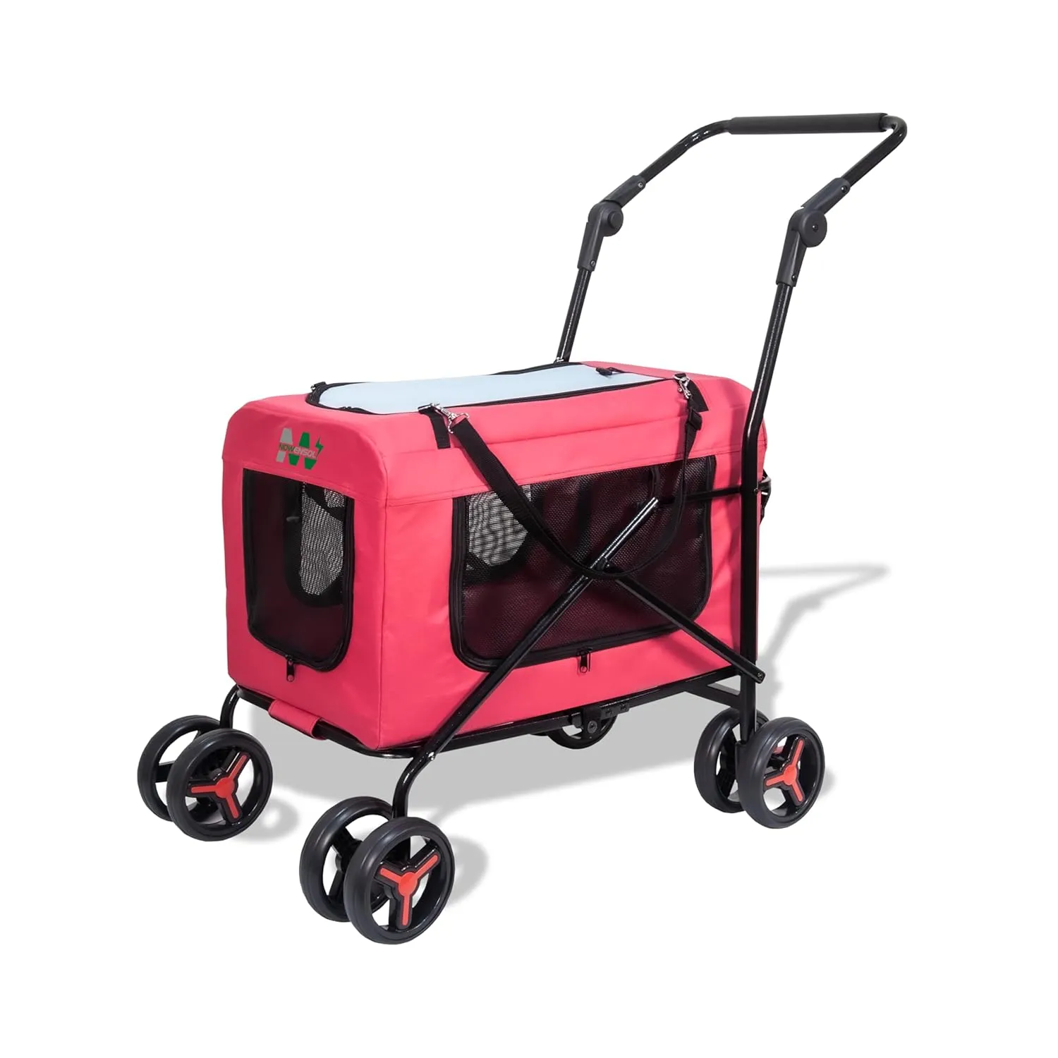 Pet Carrier with 4 Wheels, Detachble,Clean and Replace Pet Basket, Portable and Foldable Pet Travel Stroller for Small/Medium Dogs and Cats up to 66lbs, 4 in 1 Multifunctional (Pink Blue)