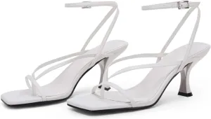 PiePieBuy Women's Lace Up Heeled Sandals Square Flip Flop High Heels Strappy Party Shoes