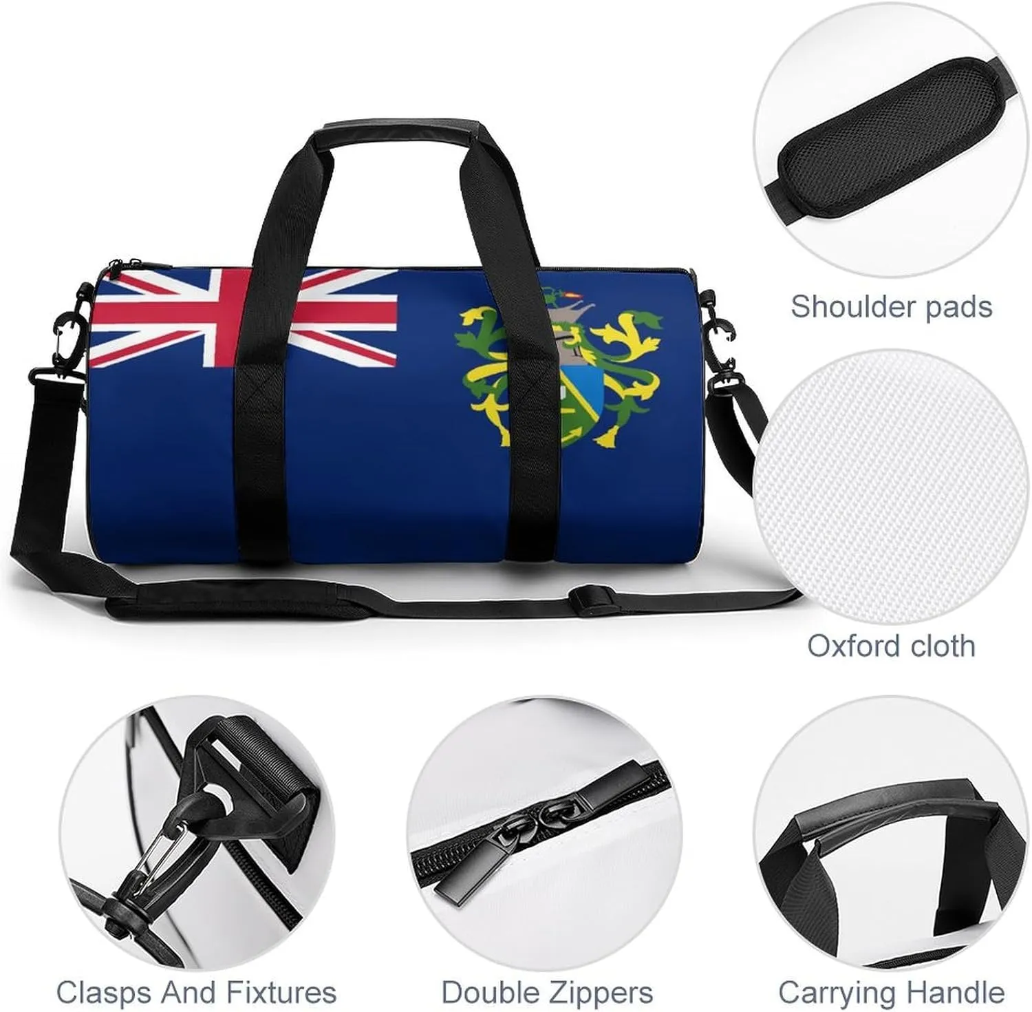 Pitcairn Lslands Flag Sports Duffle Bag with Dry Wet Separation Overnight Gym Bag for Men Women Travel