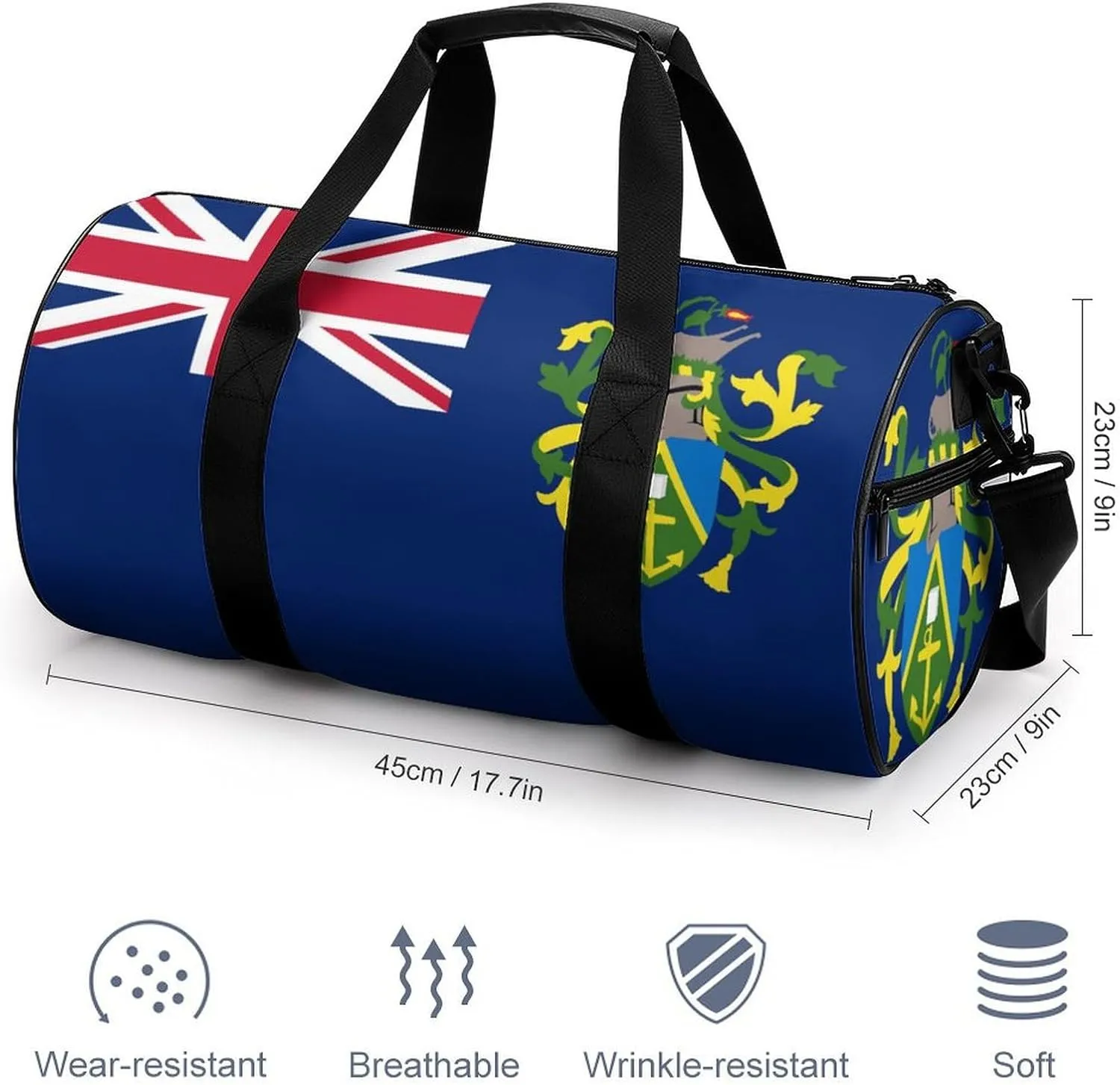 Pitcairn Lslands Flag Sports Duffle Bag with Dry Wet Separation Overnight Gym Bag for Men Women Travel