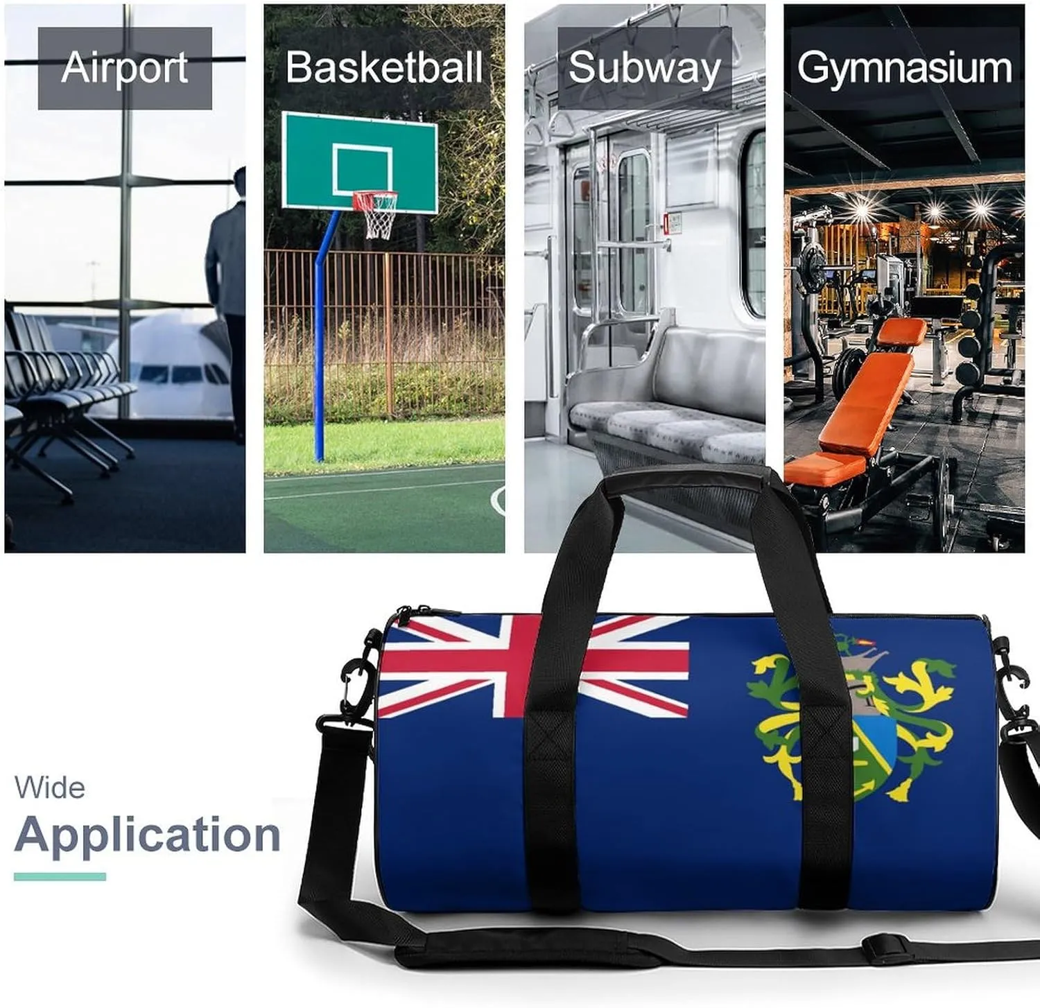 Pitcairn Lslands Flag Sports Duffle Bag with Dry Wet Separation Overnight Gym Bag for Men Women Travel