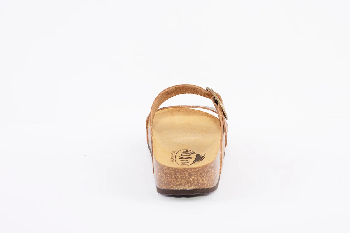PLAKTON - 343004 FLAT BUCKLE MULE - BROWN NUBUCK