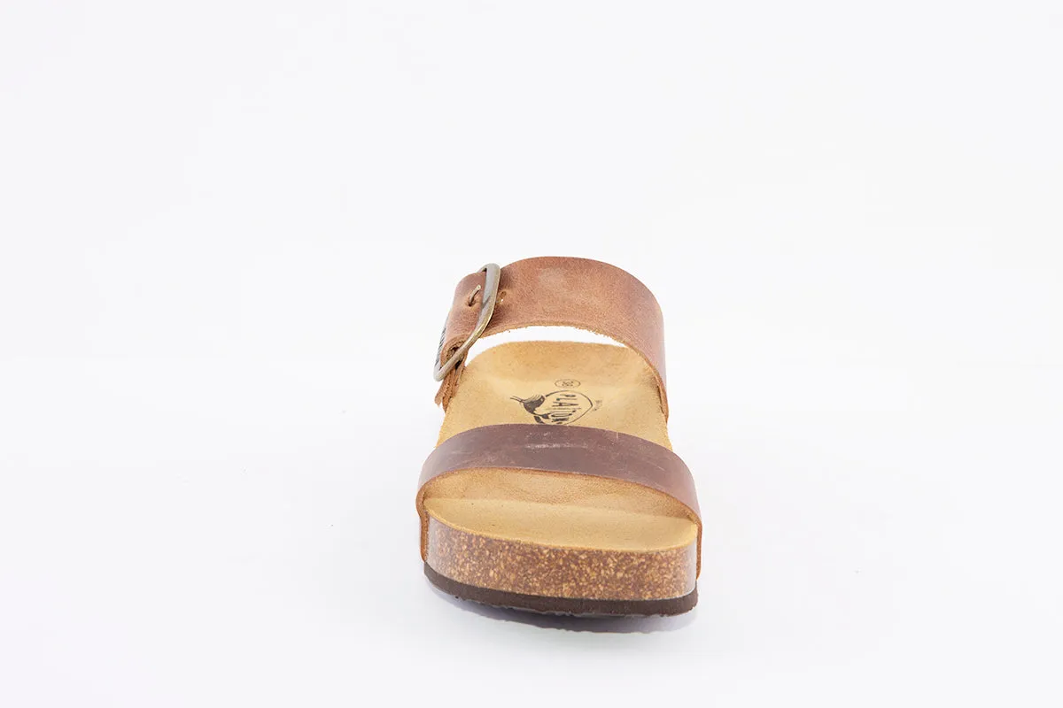 PLAKTON - 343004 FLAT BUCKLE MULE - BROWN NUBUCK