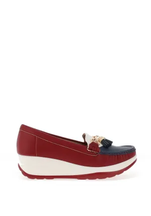 Redz Colour Block Platform Loafer, Red Multi