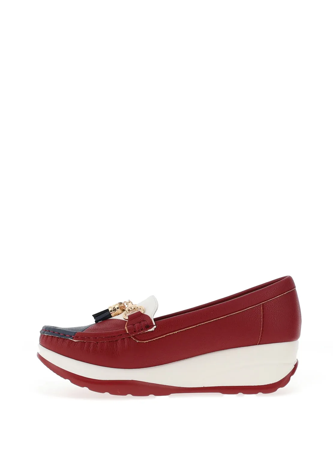 Redz Colour Block Platform Loafer, Red Multi