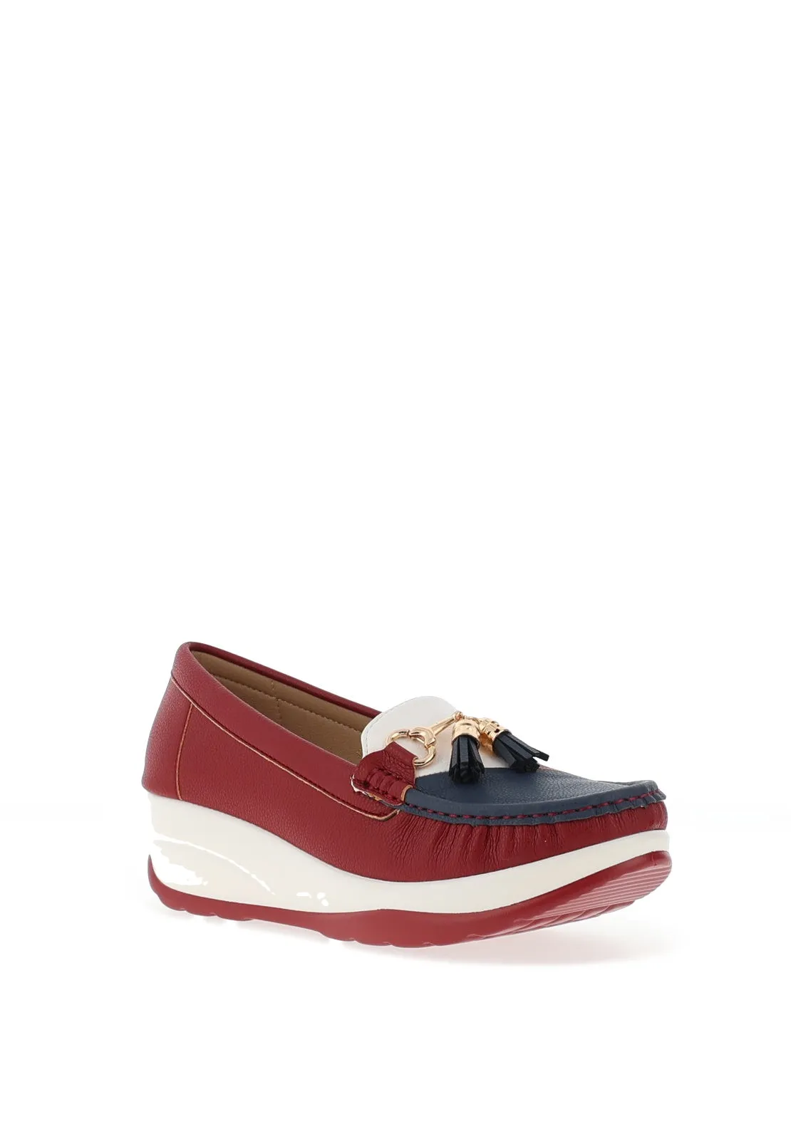 Redz Colour Block Platform Loafer, Red Multi