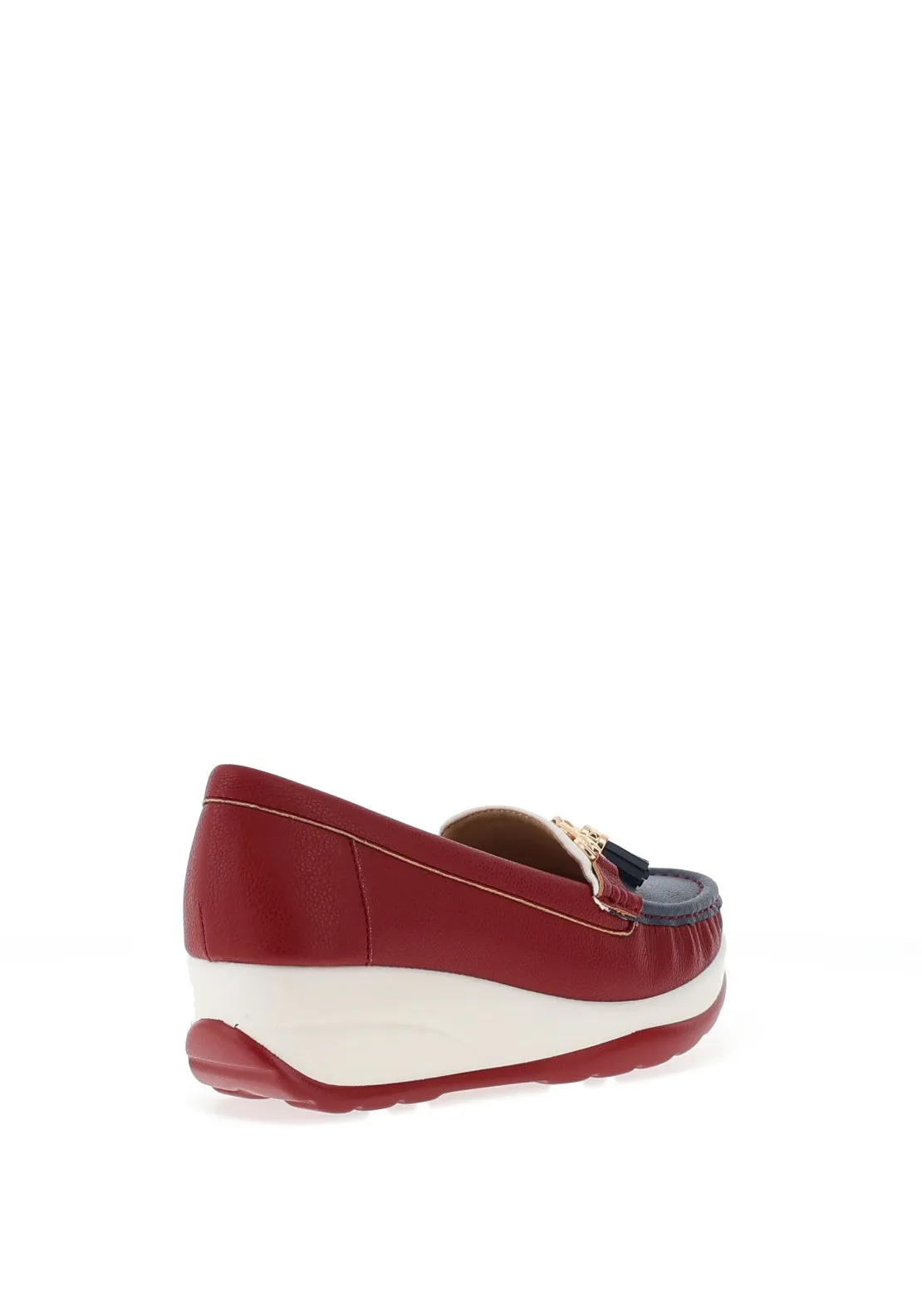 Redz Colour Block Platform Loafer, Red Multi