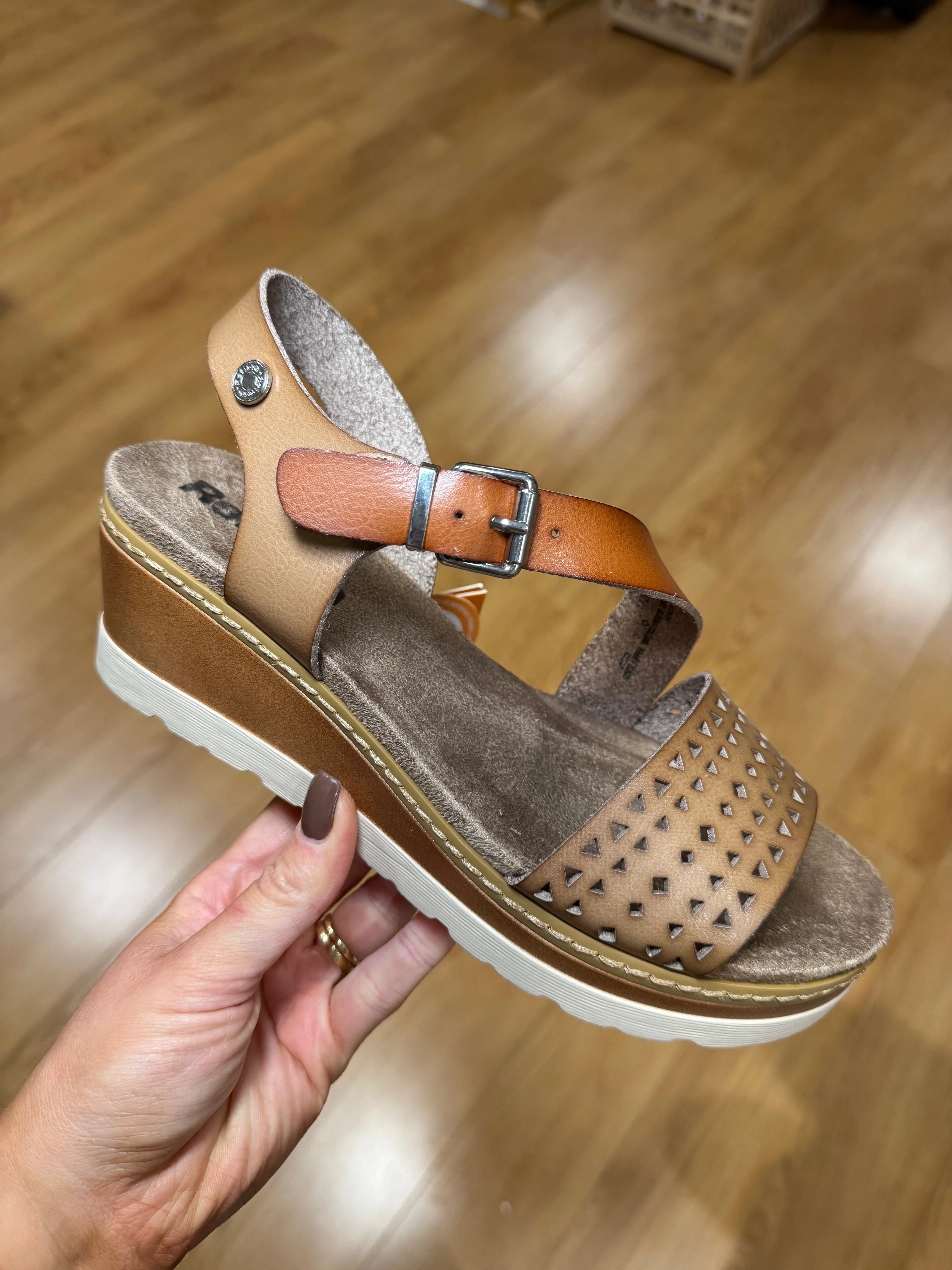 Refresh Taupe/Tan Wedge Sandal