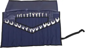 Roll Up Pouch & Wrench Organizer Tool Bag Hand Crafted Heavy Weight Water Proof 18 Oz. Ballistic Polyester Oxford Canvas Metric/SAE 28 Pocket - Navy Blue - (Tools are not Included)